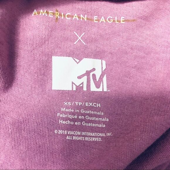 American Eagle X MTV I Want My MTV Graphic Retro Band Tee T-Shirt Pink Music XS - Picture 4 of 5